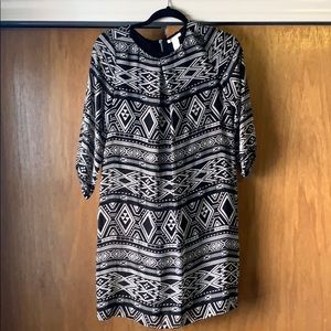 Black and white tribal print dress